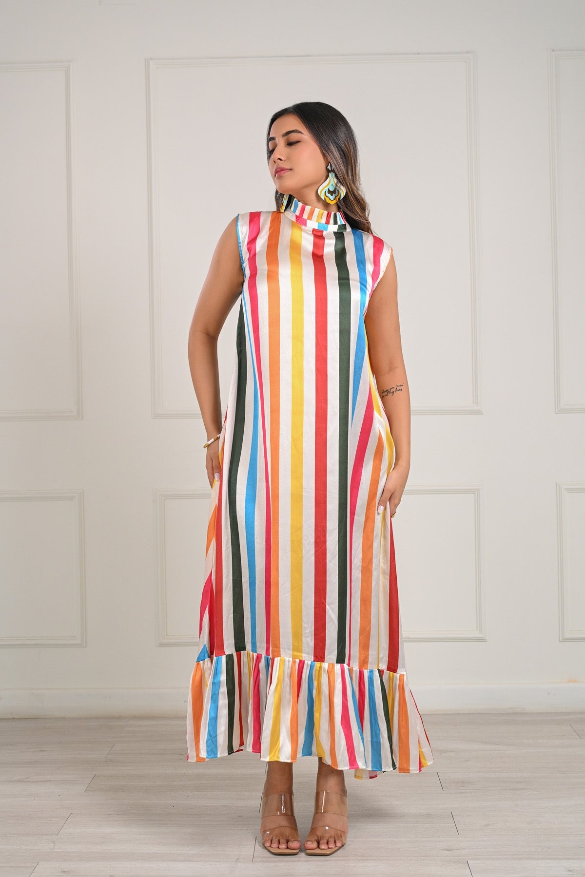 New Rainbow buy Striped Maxi Dress Medium