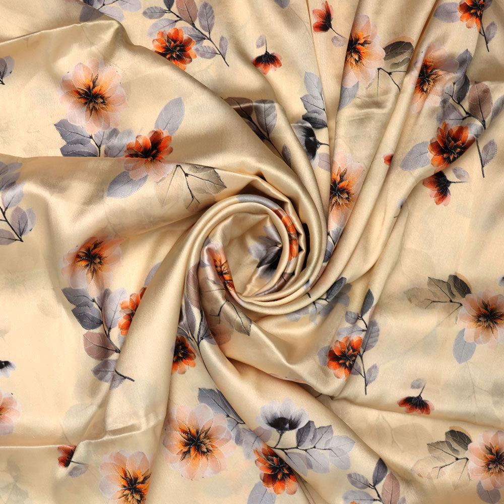 Multicolor Floral Digital Printed Japan Satin Fabric, Multicolour