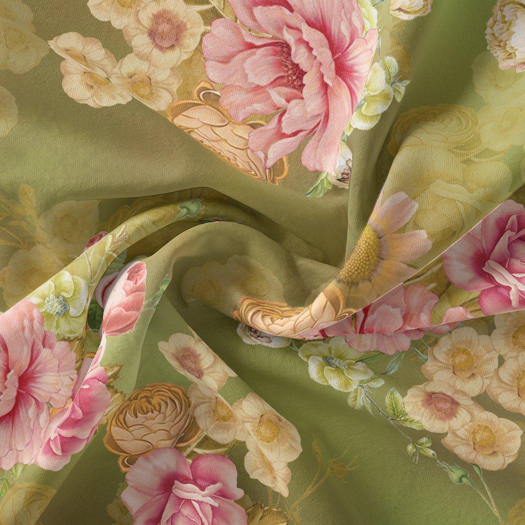 Pink and Green Floral Fabric