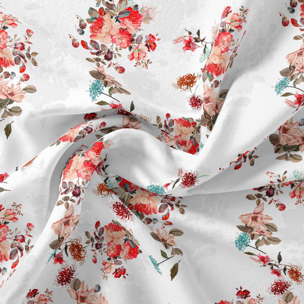 Pure Cotton Fabric  White Floral Printed Fabric For Shirt – FAB VOGUE  Studio®