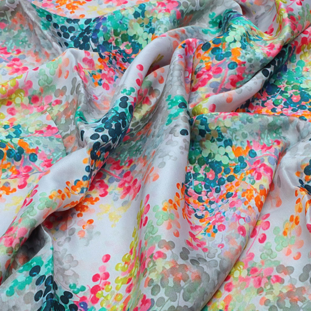 Gorgeous polka dot digital printed jam satin fabric from FAB VOGUE Studio