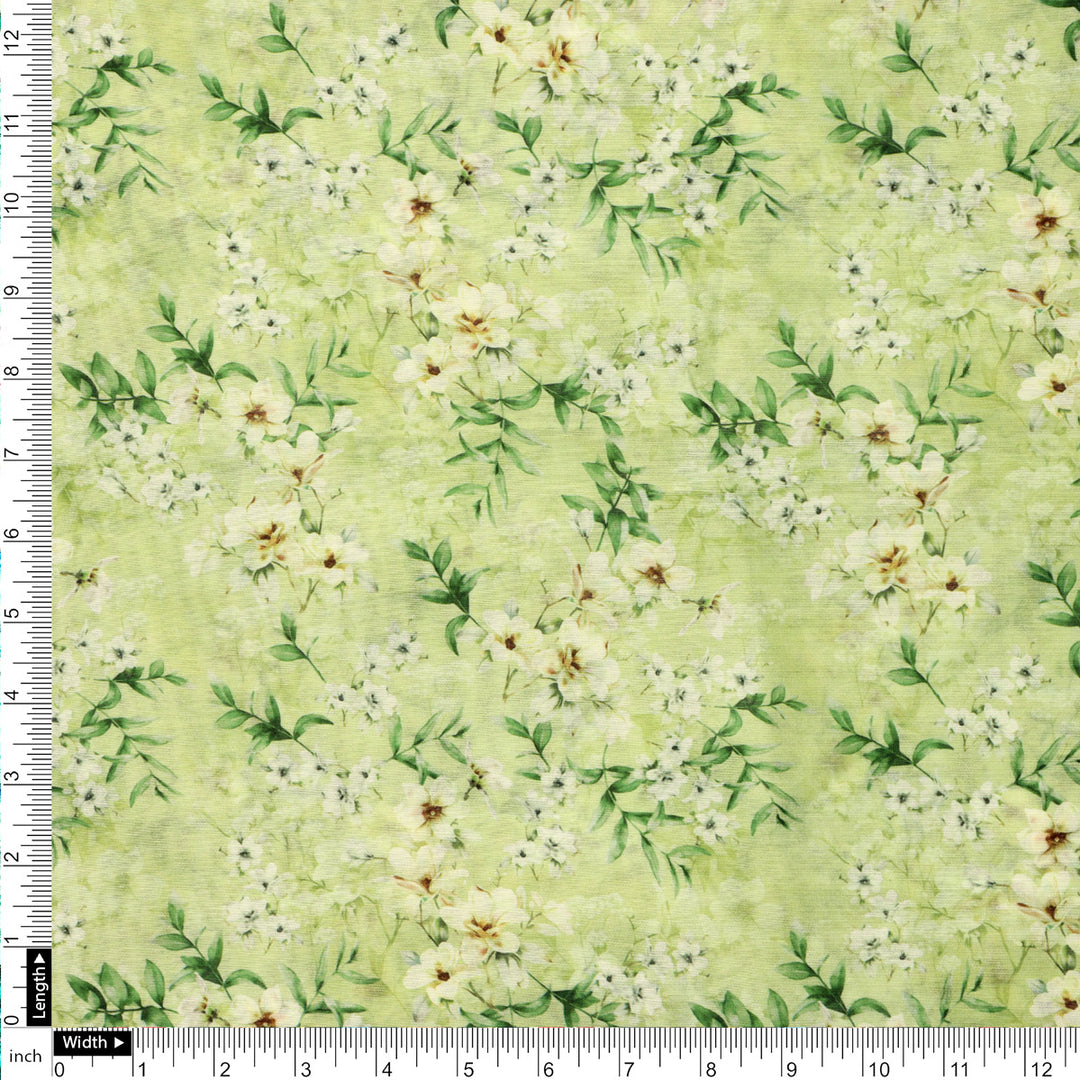 Green Floral Chanderi Fabric Set 5 Meters