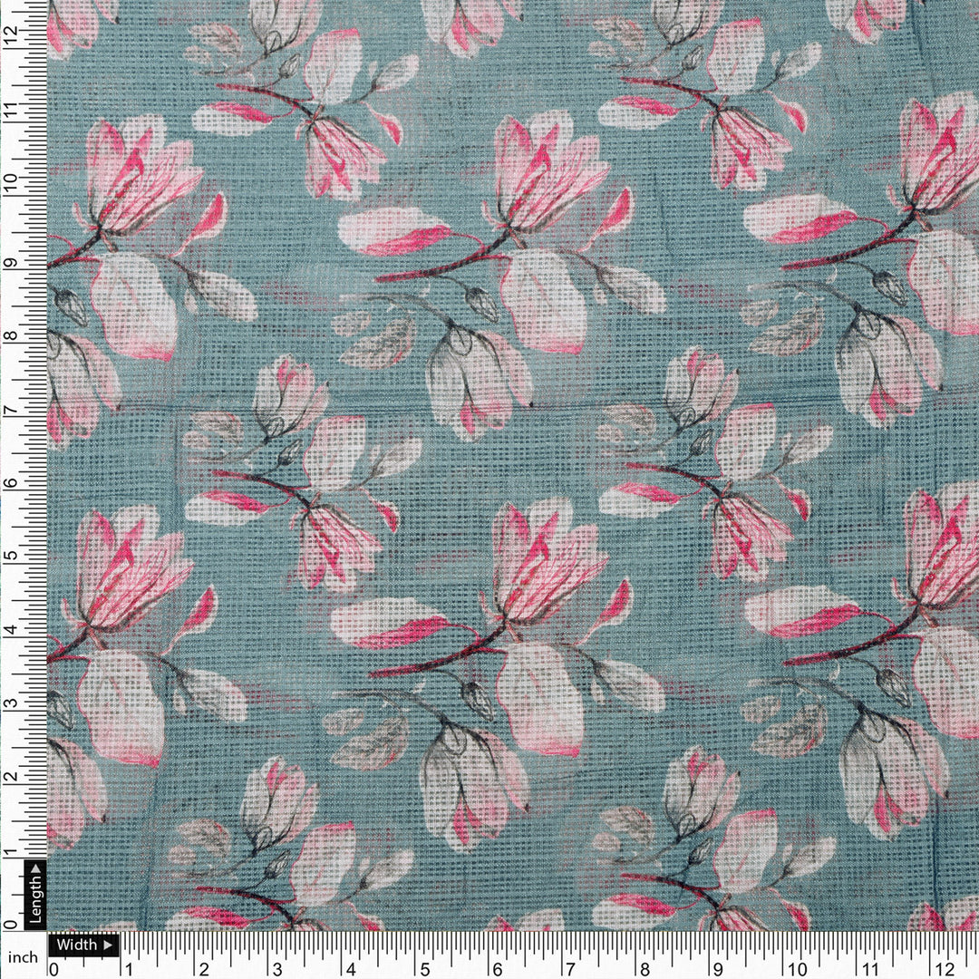 Gorgeous Floral Kota Doria Digital Print Fabric for Classy Outfits