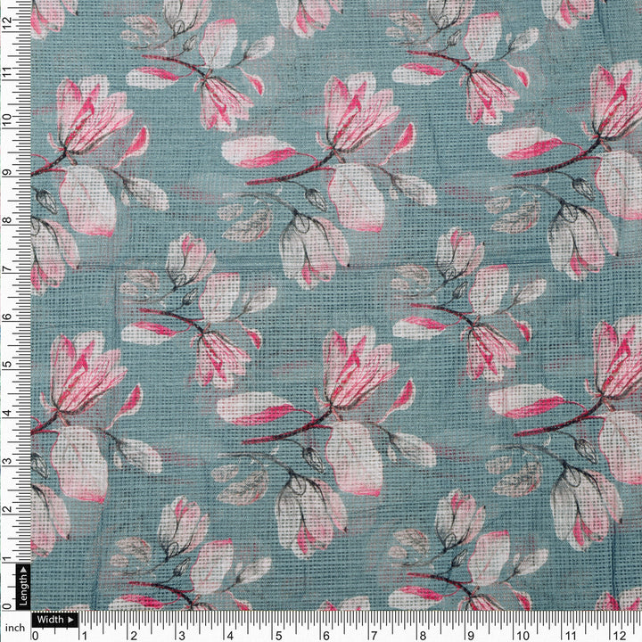 Gorgeous Floral Kota Doria Digital Print Fabric for Classy Outfits