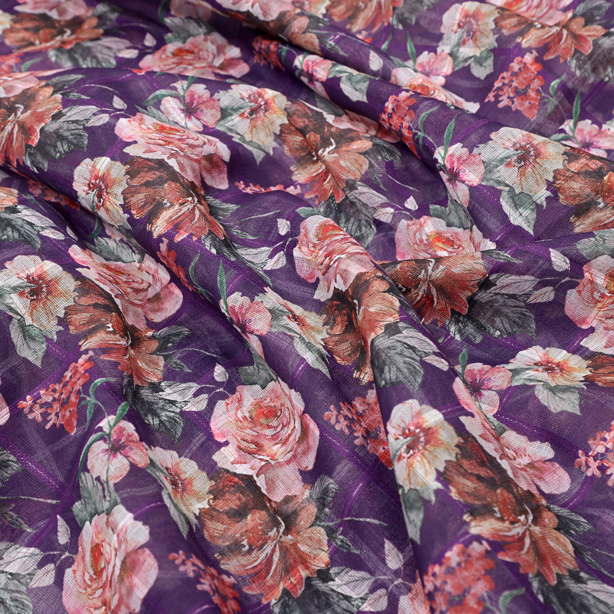 Gorgeous Floral Print Linen Digital Fabric Material