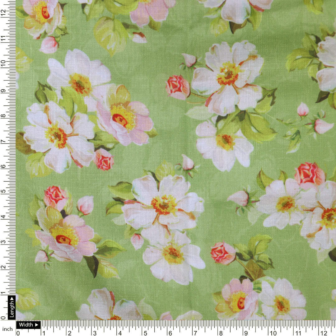 Linen Fabric with Floral Print