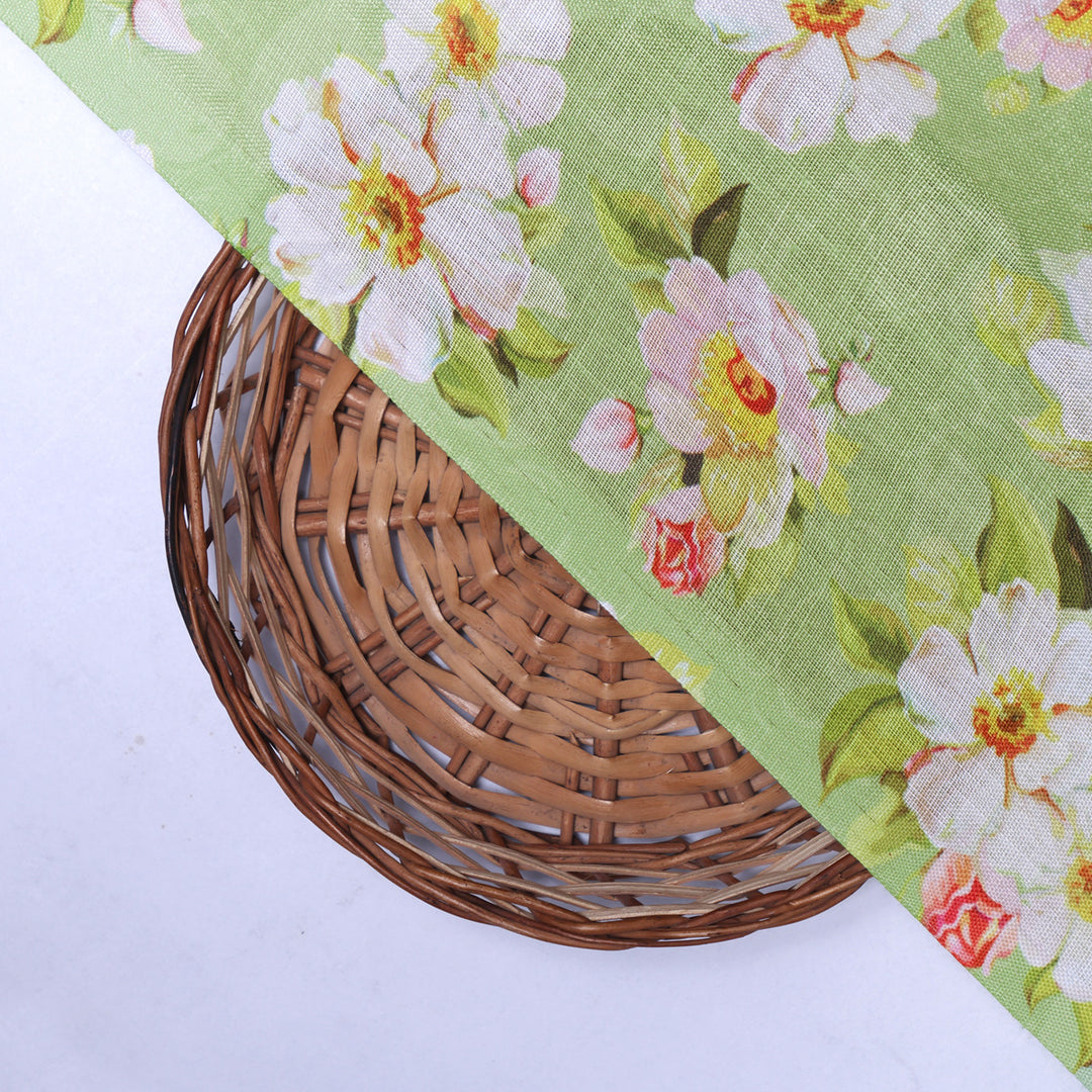 Linen Fabric with Floral Print