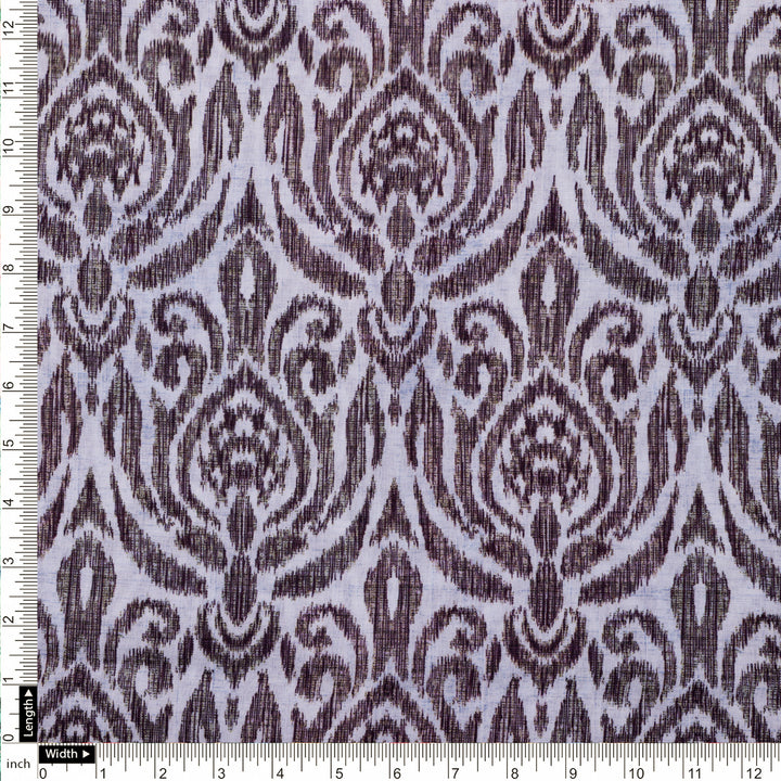 Linen Fabric with Damask Print