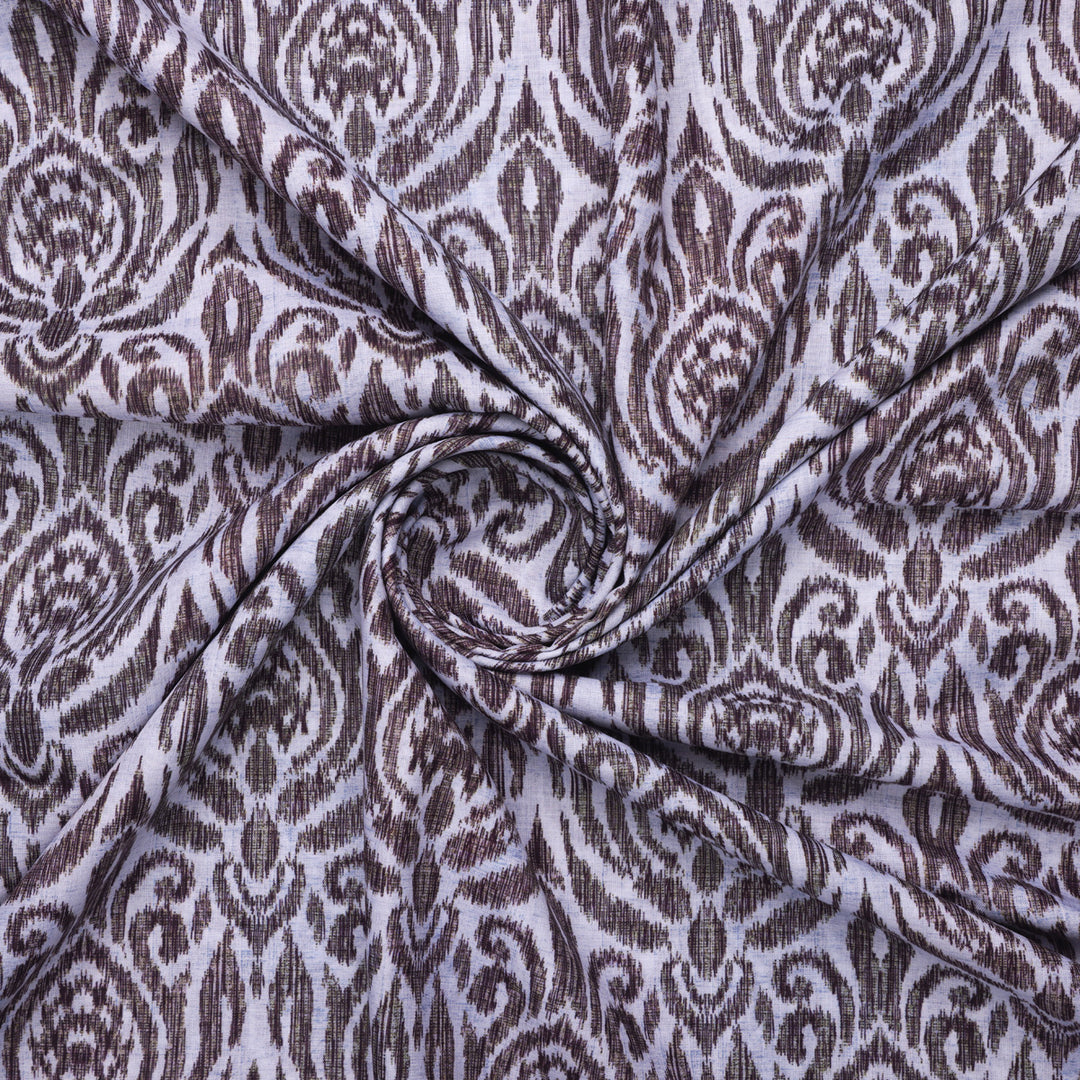 Linen Fabric with Damask Print