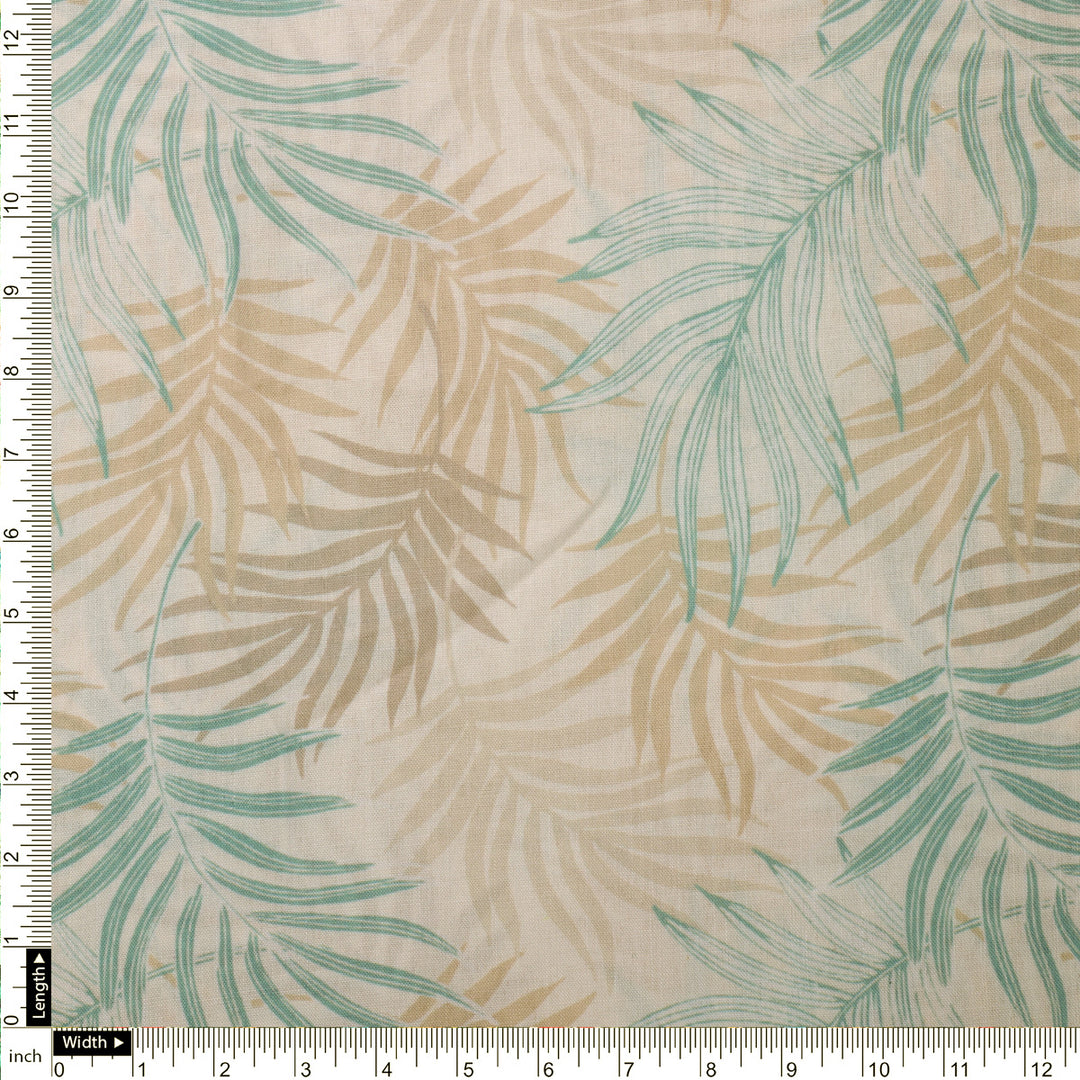 Tropical Leaves Printed Linen Fabric