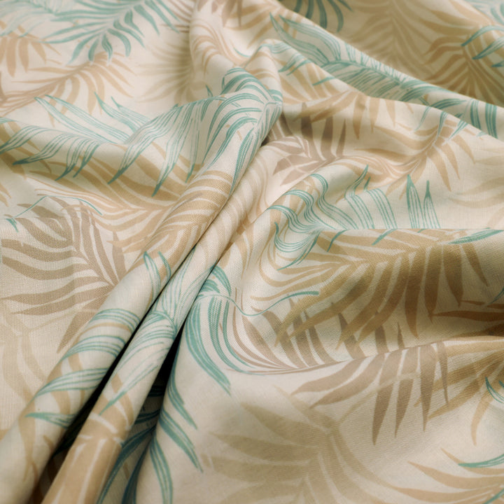 Tropical Leaves Printed Linen Fabric