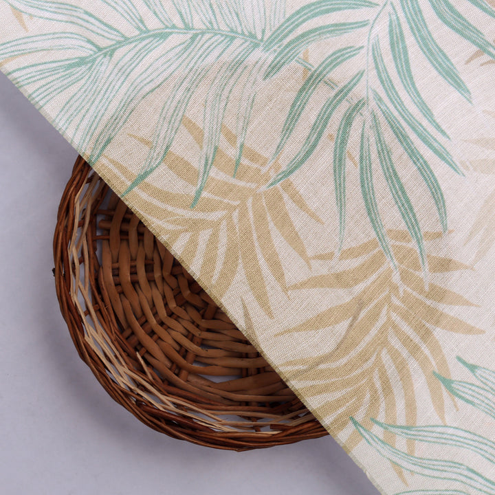 Tropical Leaves Printed Linen Fabric