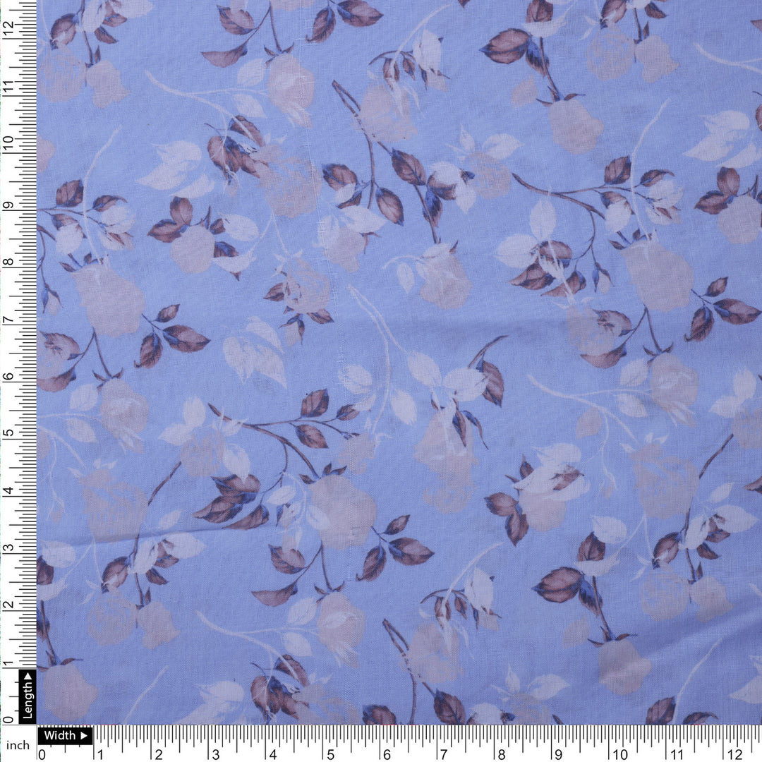 Lilac Floral Printed Linen Fabric