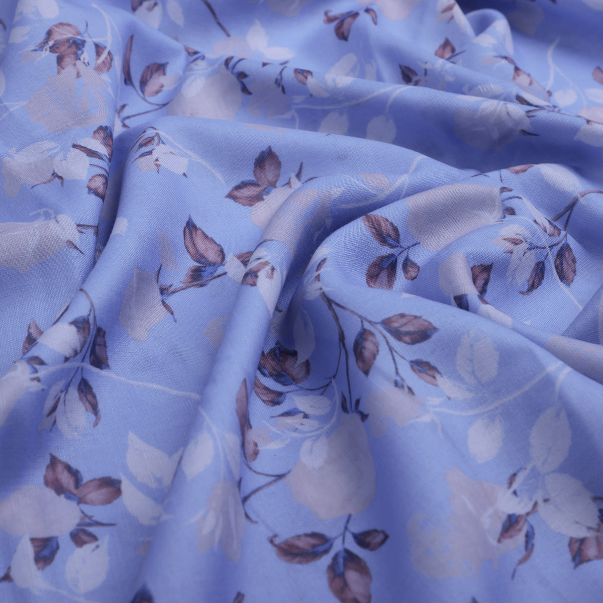 Lilac Floral Printed Linen Fabric