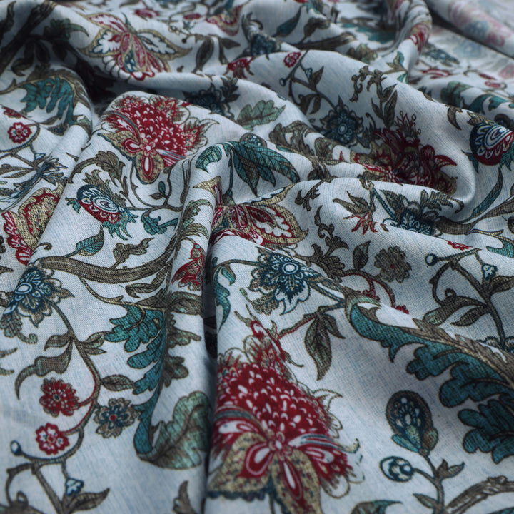 Linen Fabric with Floral Print