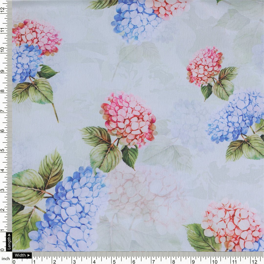 Hydrangea Printed Japan Satin Fabric