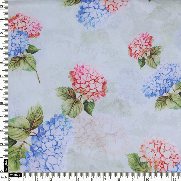 Hydrangea Printed Japan Satin Fabric