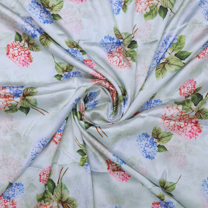 Hydrangea Printed Japan Satin Fabric