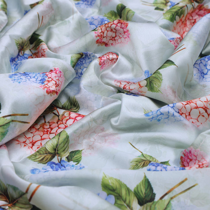 Hydrangea Printed Japan Satin Fabric