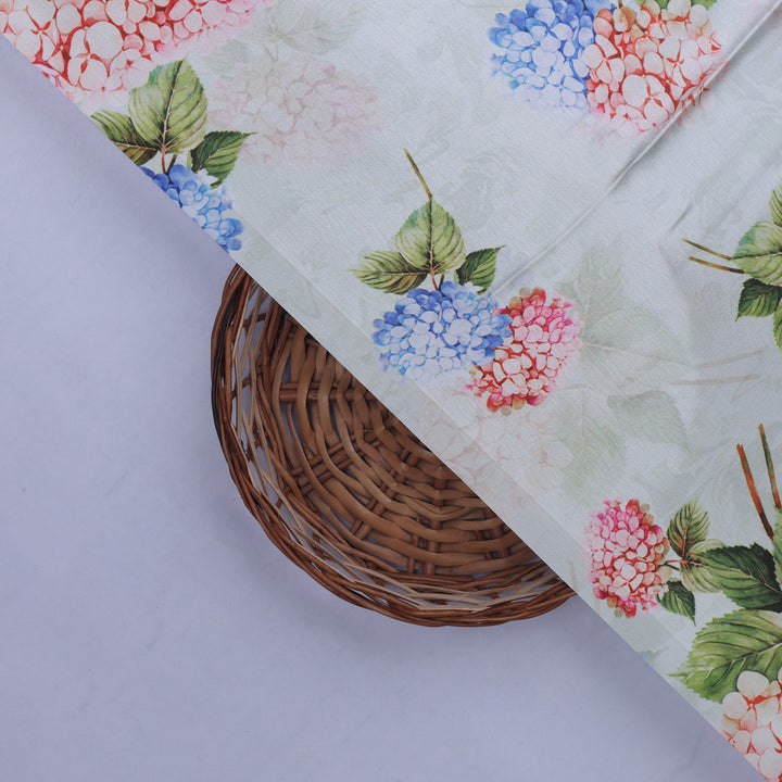 Hydrangea Printed Japan Satin Fabric