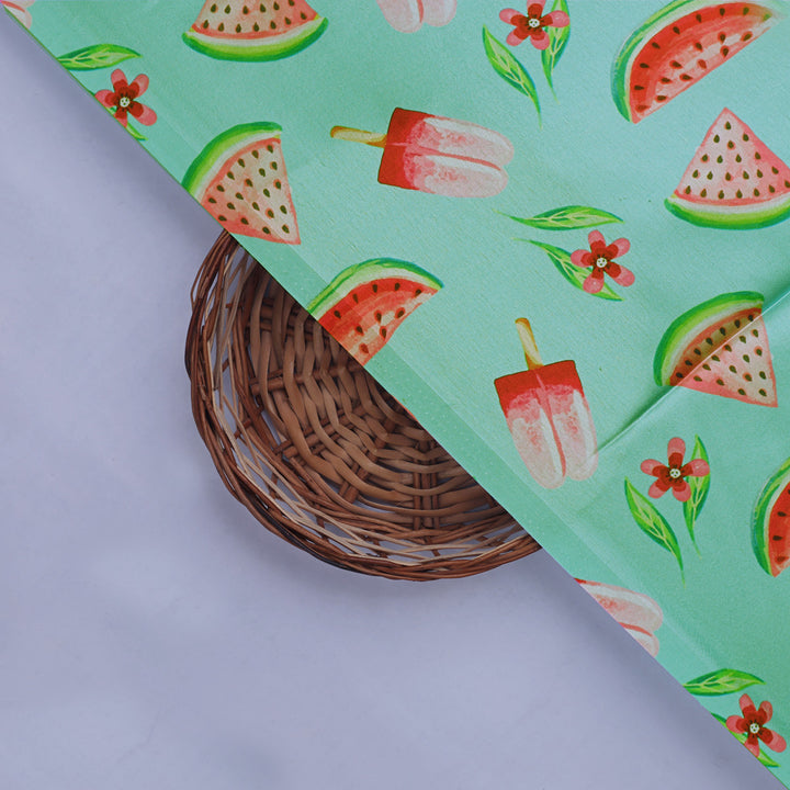 Watermelon and Popsicle Printed Satin Fabric