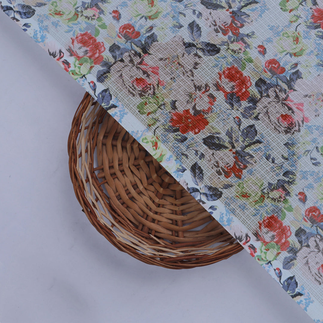 Kota Doria Fabric with Floral Print