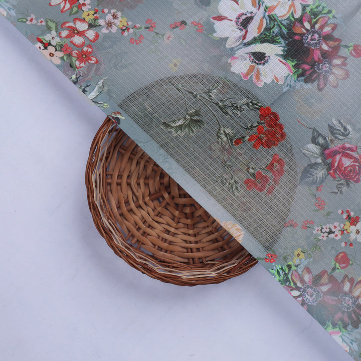 Kota Doria Fabric with Floral Print