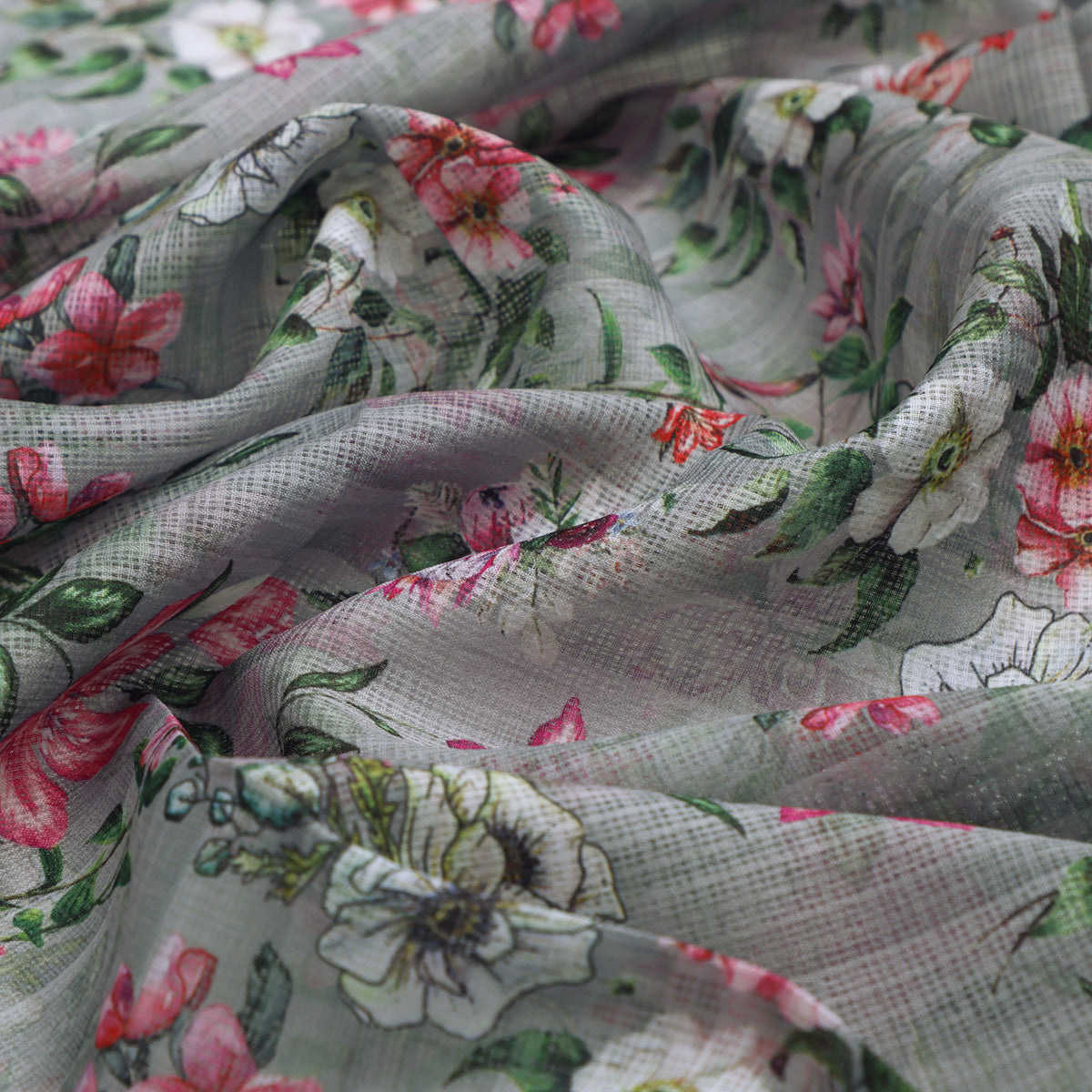 Kota Doria Fabric with Floral Print