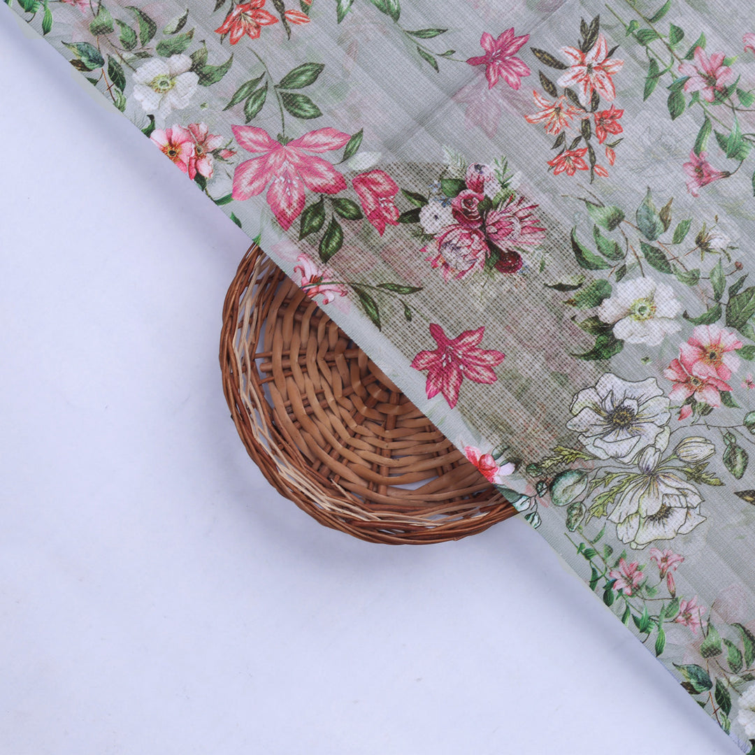 Kota Doria Fabric with Floral Print