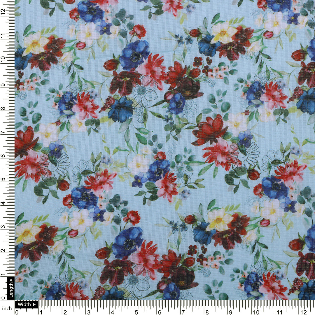 Floral Print Kota Doria Fabric