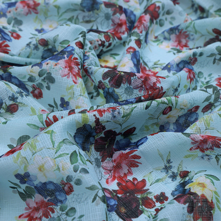 Floral Print Kota Doria Fabric