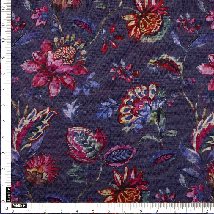 Floral Printed Kota Doria Fabric