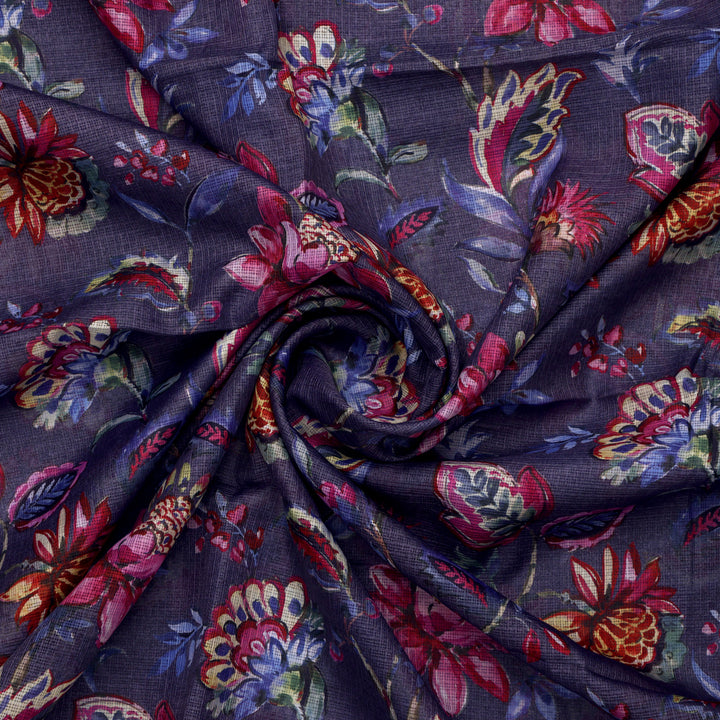 Floral Printed Kota Doria Fabric