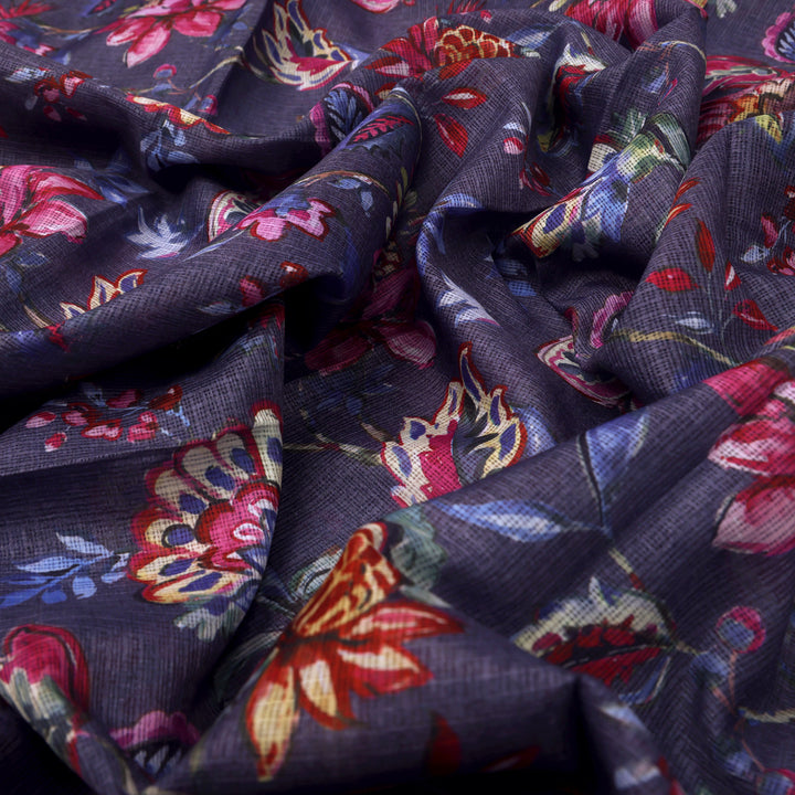 Floral Printed Kota Doria Fabric