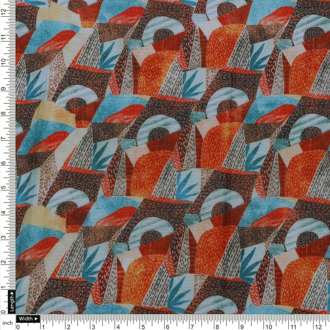 Abstract Geometric Kota Doria Fabric