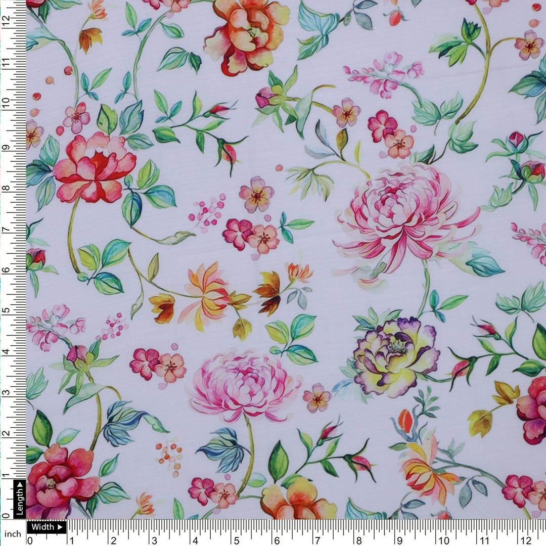 Multicolor Floral Printed Muslin Fabric