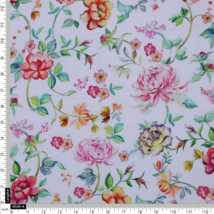 Multicolor Floral Printed Muslin Fabric