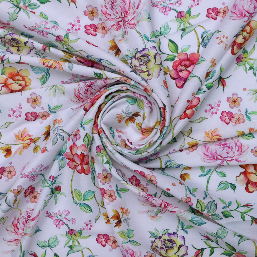 Multicolor Floral Printed Muslin Fabric