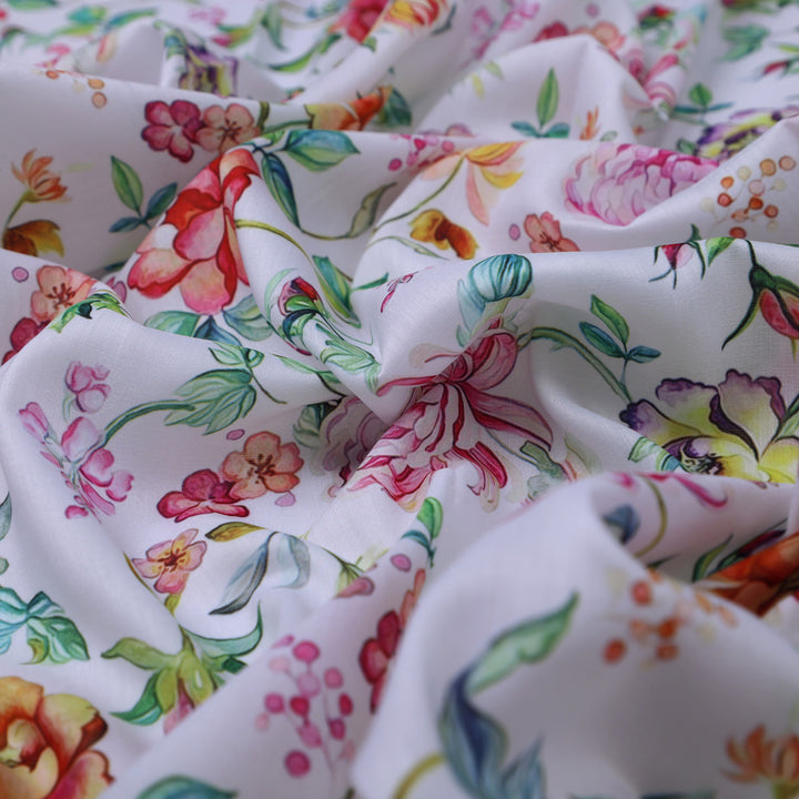 Multicolor Floral Printed Muslin Fabric