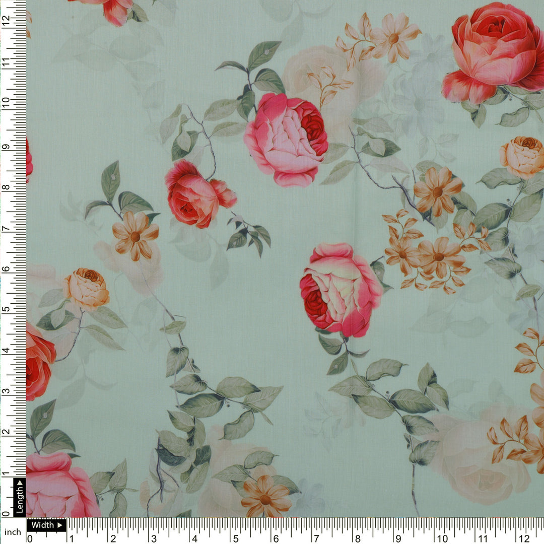 Multicolor Floral Printed Muslin Fabric