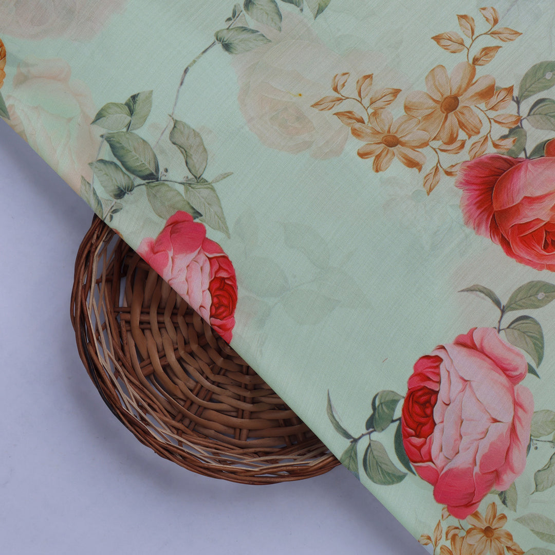 Multicolor Floral Printed Muslin Fabric