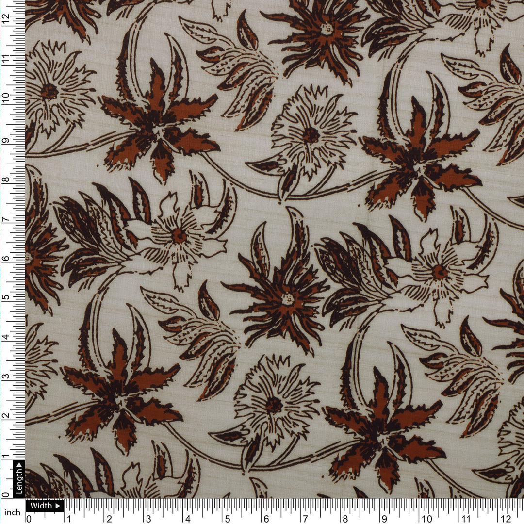 Hand Block Print Floral Muslin Fabric