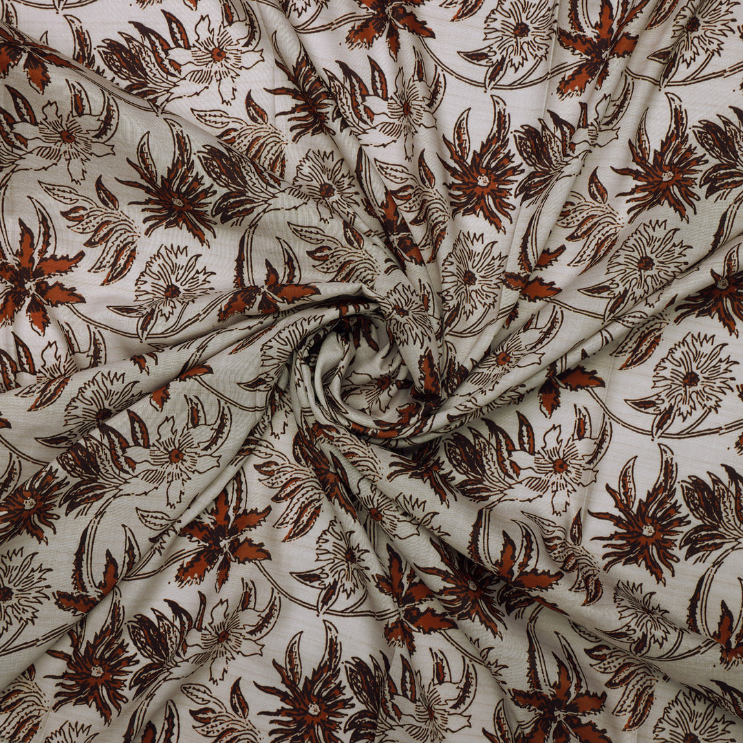 Hand Block Print Floral Muslin Fabric