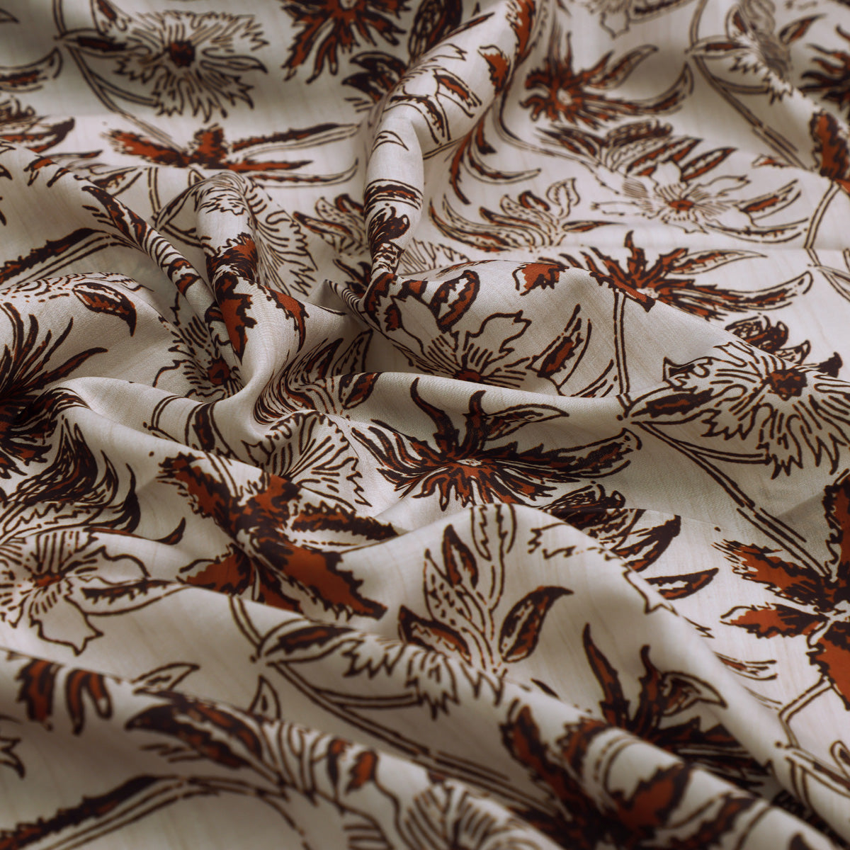 Hand Block Print Floral Muslin Fabric