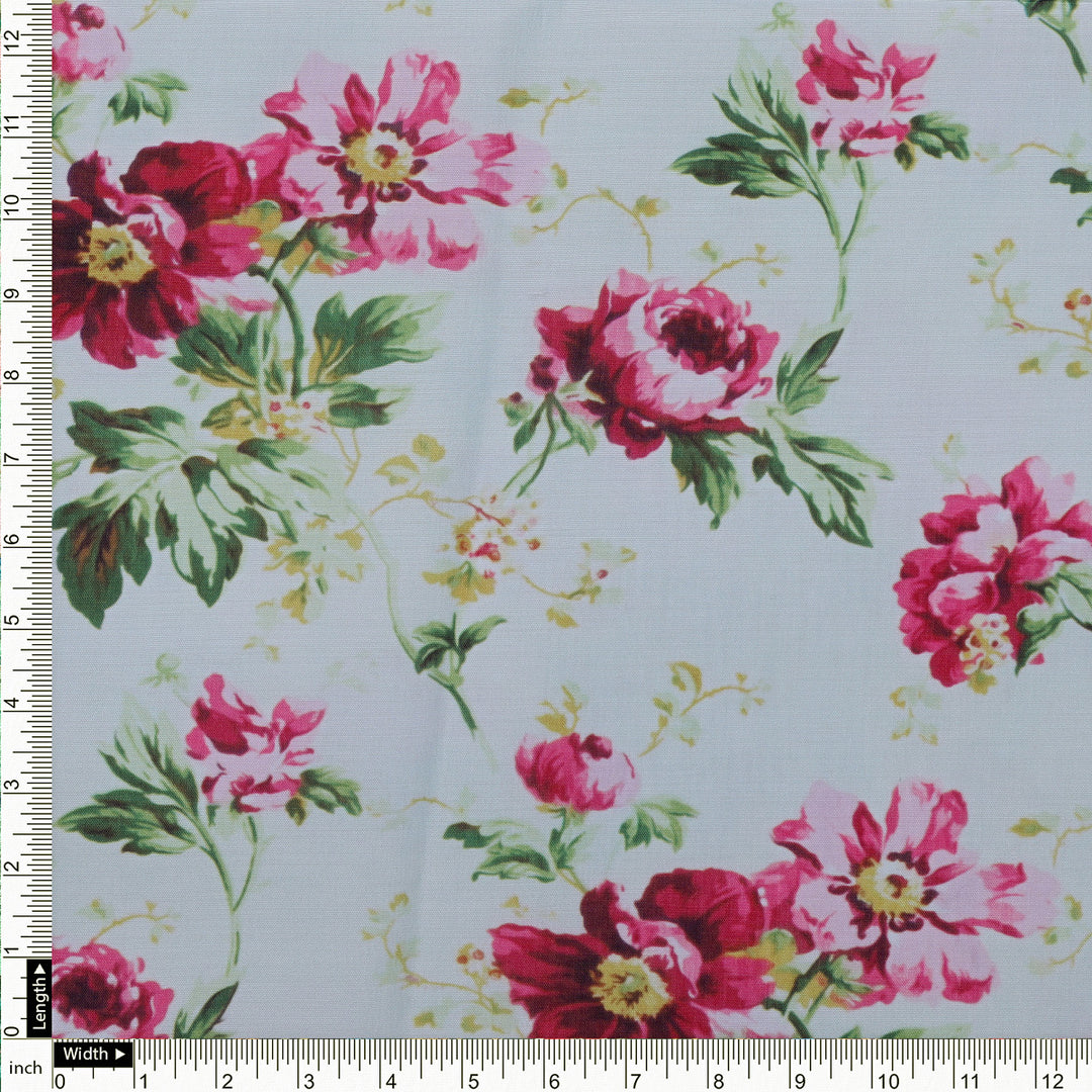 Pink Floral Muslin Fabric