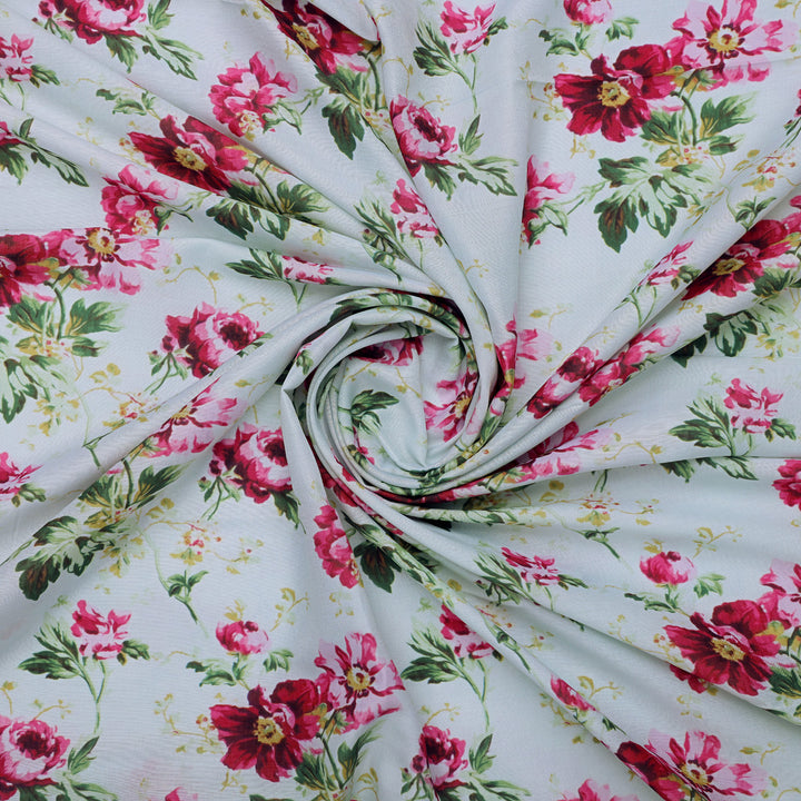 Pink Floral Muslin Fabric