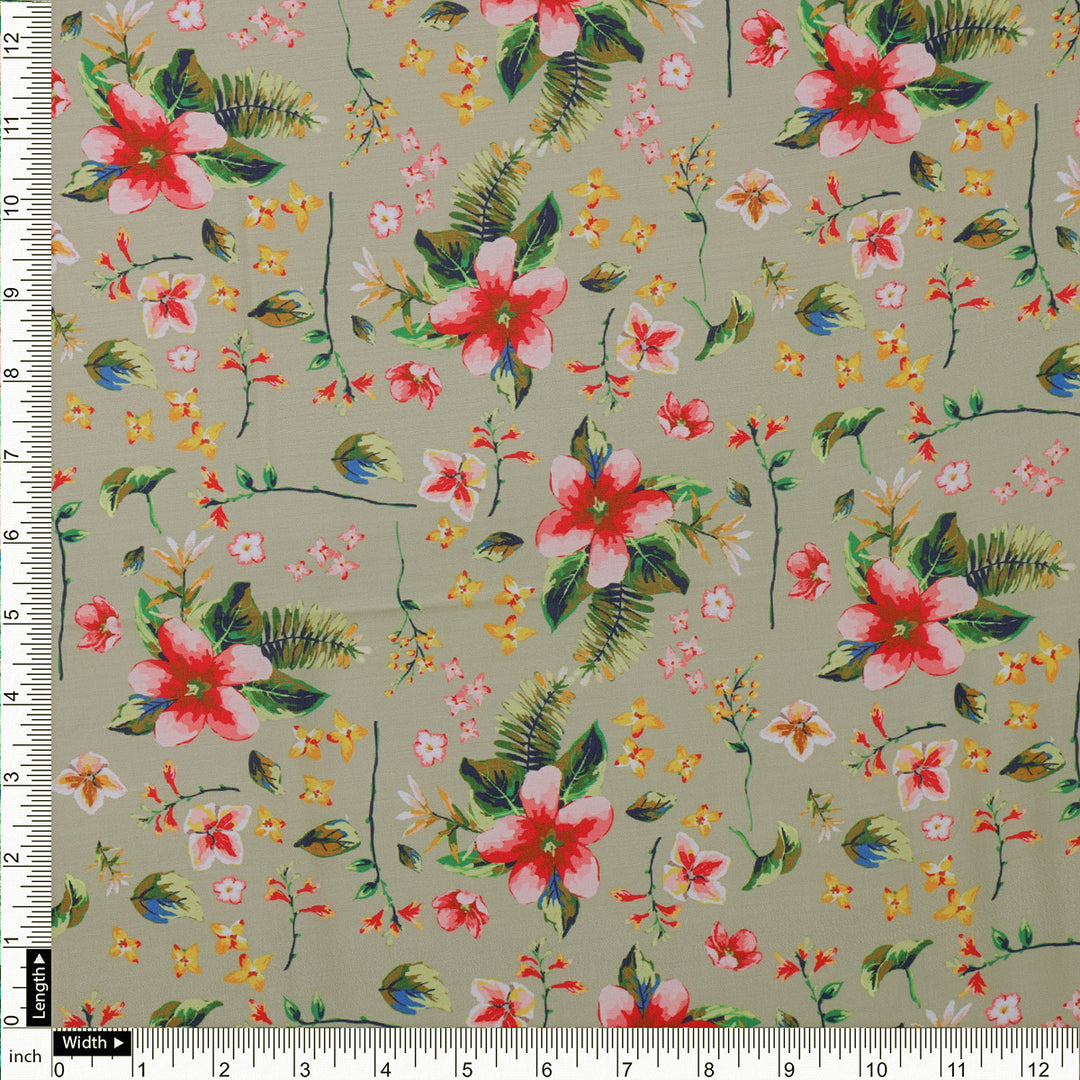 Multicolor Floral Print Muslin Fabric