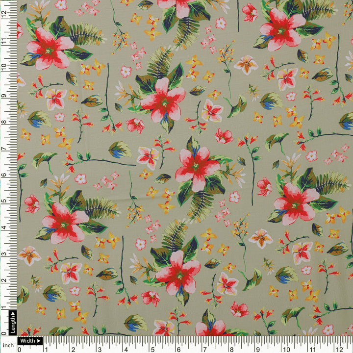 Multicolor Floral Print Muslin Fabric