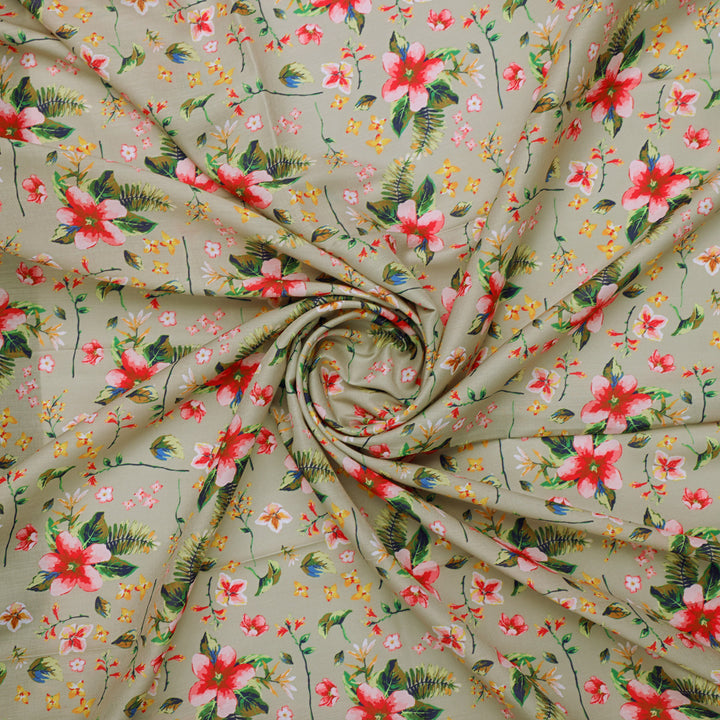 Multicolor Floral Print Muslin Fabric