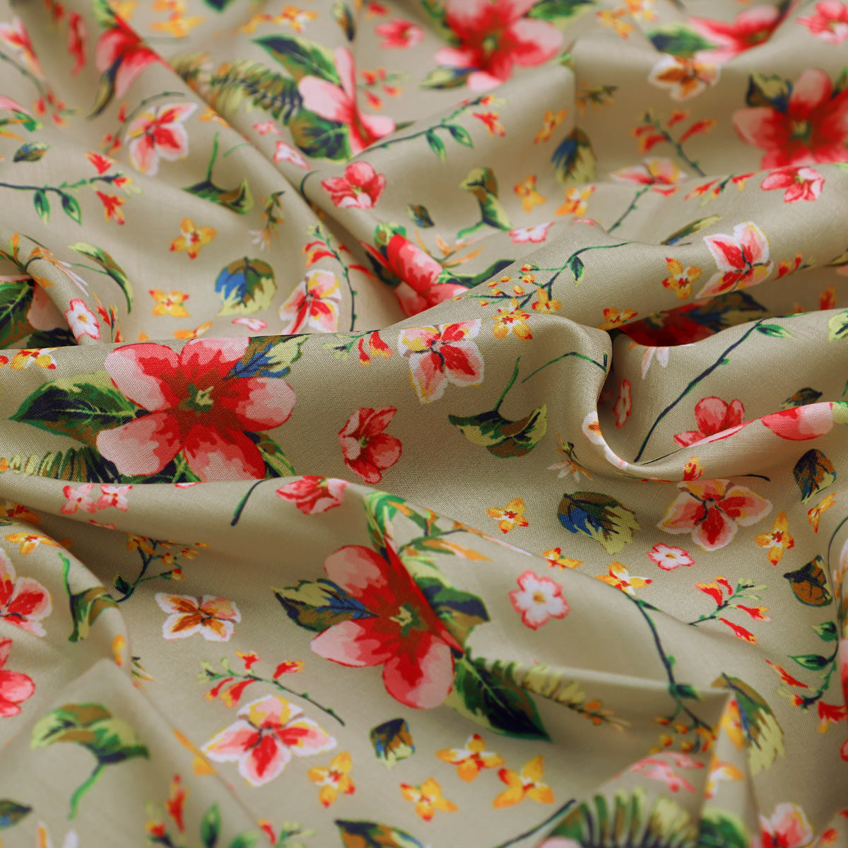 Multicolor Floral Print Muslin Fabric